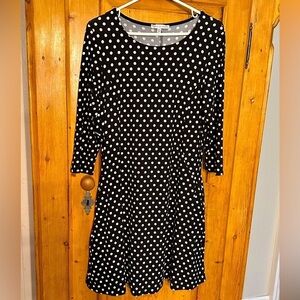 🎉Annalee & Hope Dress Black w/White Polkadots Form Fitting, Pockets Medium